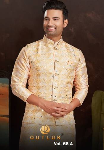 Outlook Vol 66 A Designer Wedding Kurta  Pyjama With Designer Nehru Jacket Set